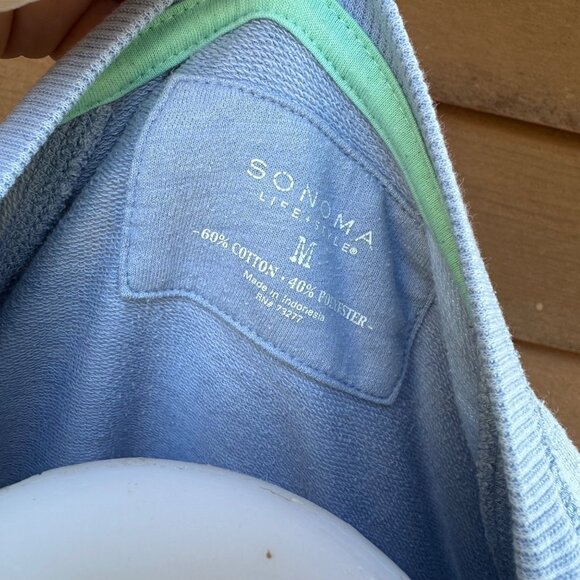 Sonoma Womens Striped Light Blue Long Sleeve Pullover Sweatshirt M - Picture 3 of 8